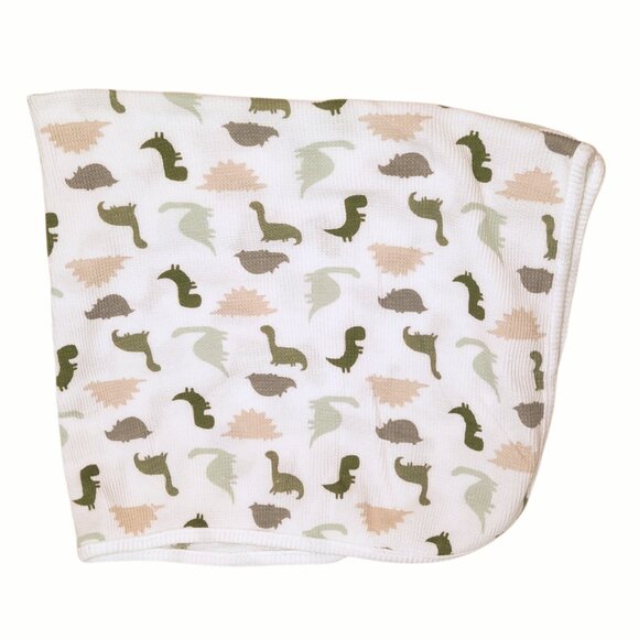 Just Born Gerber Dinosaurs Thermal Waffle Weave Security Lovey Blanket 27" X 26" - Picture 1 of 3